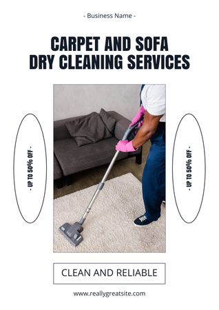 Serviços de lavagem a seco de carpetes e sofás Poster Modelo de Design