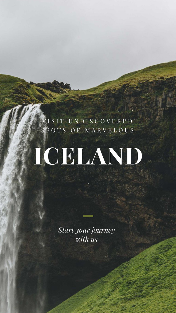 Iceland Tours Offer with Mountains Instagram Story Tasarım Şablonu