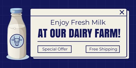 Fresh Milk from Local Dairy Farm Twitter Design Template
