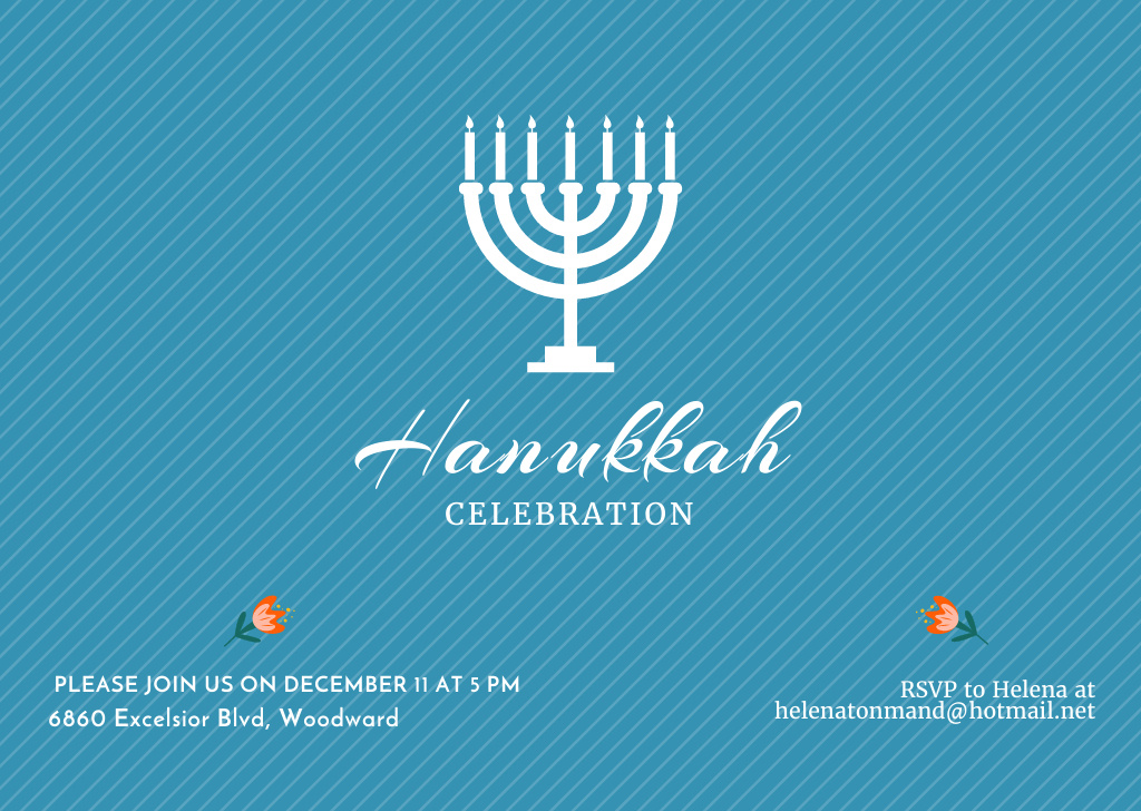 Joyous Hanukkah Holiday Announcement with Menorah Flyer A6 Horizontal Πρότυπο σχεδίασης