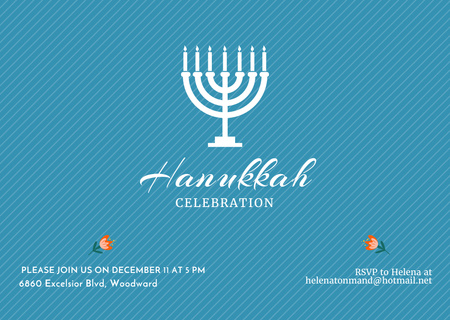 Joyous Hanukkah Holiday Announcement with Menorah Flyer A6 Horizontal Modelo de Design