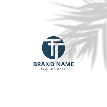 Plantilla de diseño de Imagen del emblema de la empresa con sombra de planta. Logo 