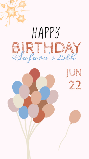 Designvorlage Happy Birthday to Girl with Balloons für Instagram Story