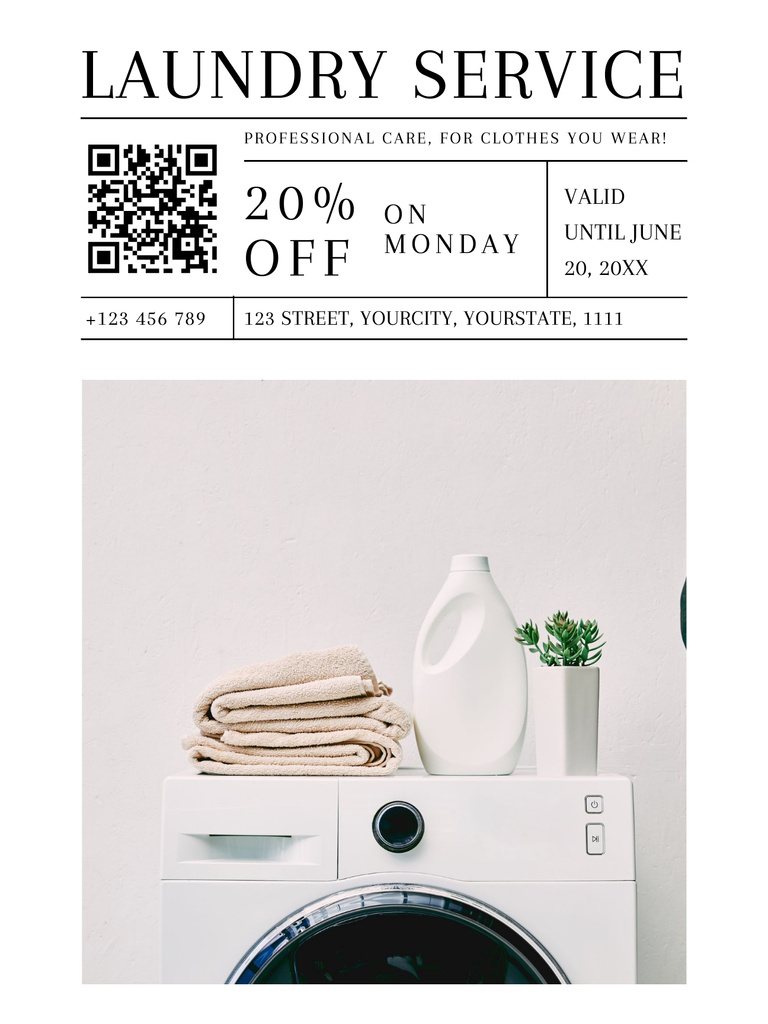 Discount for Laundry Services on Monday Poster US Design Template