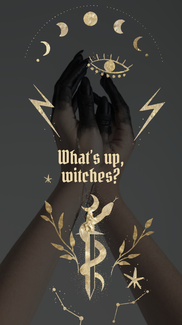 Designvorlage Girl in Witch Costume on Halloween Party für Instagram Story