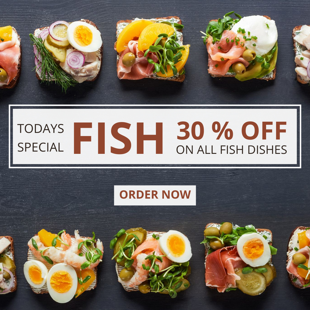Special Fish Offer with Eggs Instagramデザインテンプレート