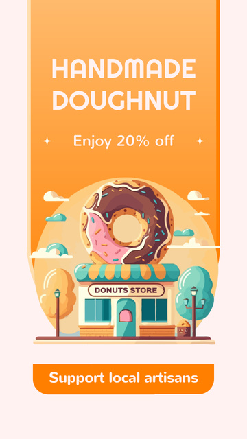 Offer Discounts on Donuts in Local Store Instagram Video Storyデザインテンプレート