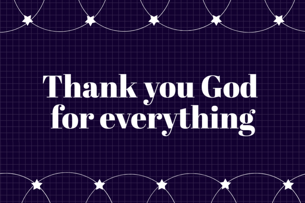 Thank you God for Everything Quote on Blue Postcard 4x6in Design Template