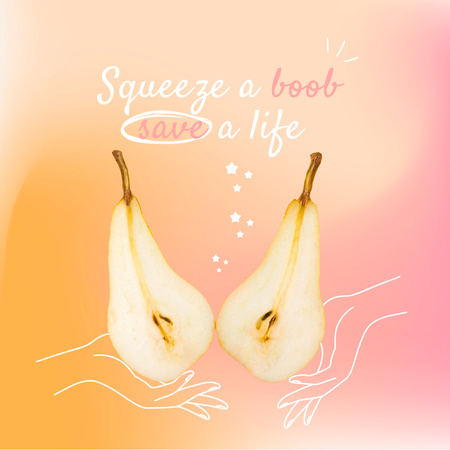 Plantilla de diseño de sensibilización sobre el cáncer de mama con dos peras Instagram 