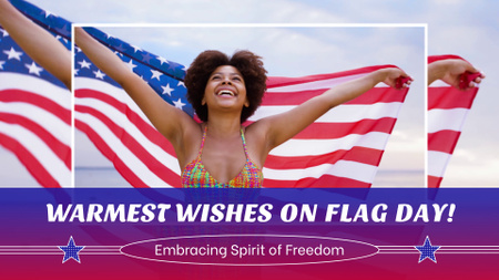 Ontwerpsjabloon van Full HD video van Jonge mooie Afro-Amerikaanse vrouw voor de dag van de vlag van Amerika