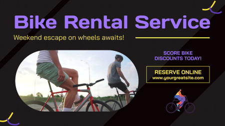 Designvorlage Fahrradverleih mit Rabatten und Reservierung für Full HD video