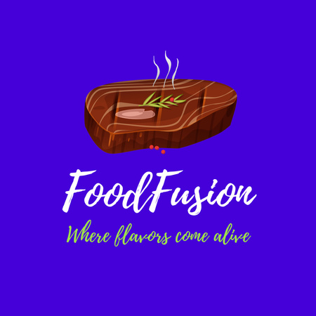Tasteful Fried Steak And Restaurant Promotion Animated Logo Design Template