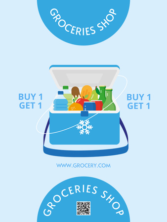 Modèle de visuel Offre de vente de produits d'épicerie dans un sac à lunch thermique - Poster US