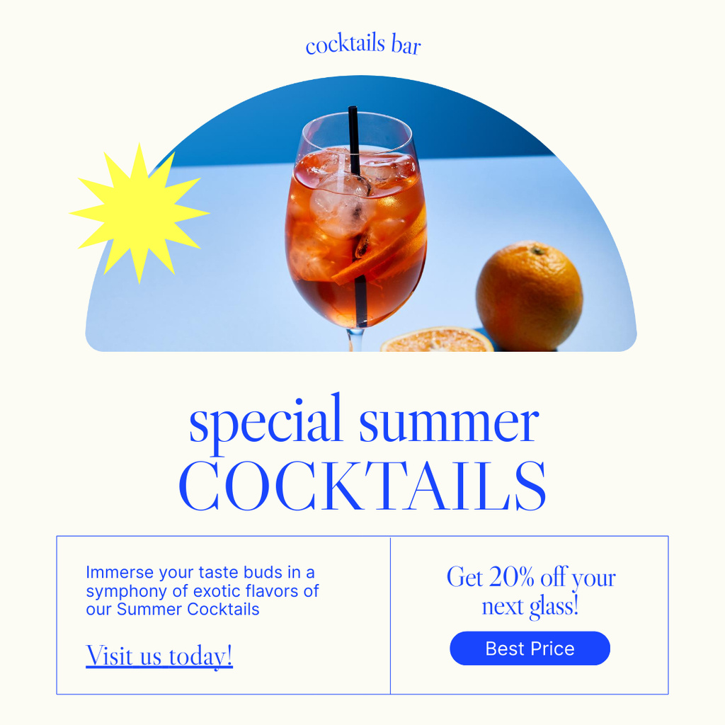 Special Summer Cocktails Instagram Tasarım Şablonu