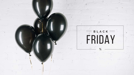 Ontwerpsjabloon van Presentation Wide van zwarte vrijdag ad met zwarte ballonnen