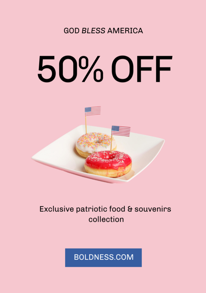 Platilla de diseño Holiday Sale of Patriotic Donuts Flyer A5