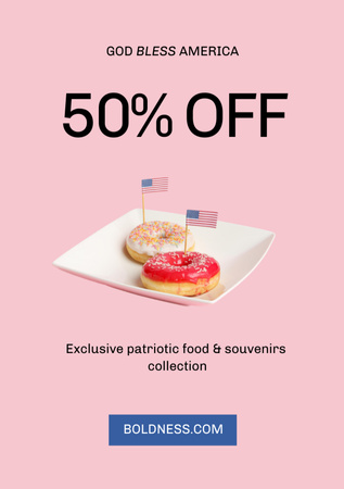 USA Independence Day Sale Announcement Flyer A5 Design Template