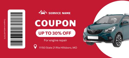 Discount Offer on Engine Repair Coupon 3.75x8.25in Design Template