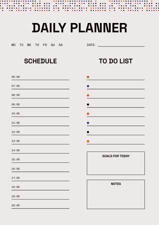 Platilla de diseño College Daily Planner Schedule Planner