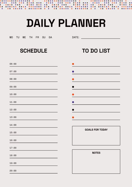 Template di design College Daily Planner in Beige Schedule Planner