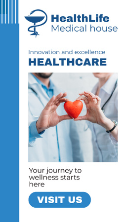 Healthcare Services with Heart in Doctors' Hands Instagram Story Design Template