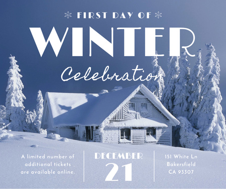 Plantilla de diseño de First day of winter celebration in Snowy Forest Facebook 
