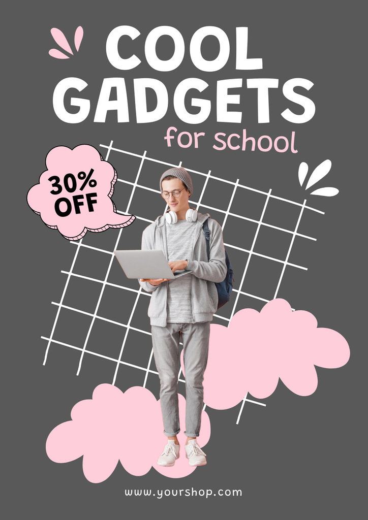Back to School Special Offer of Discount on Gadgets Poster Design Template