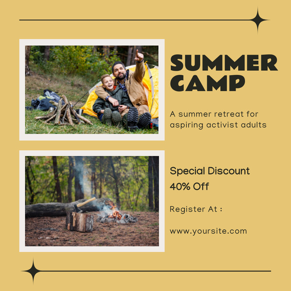 Summer Camp Ad with Family in Forest