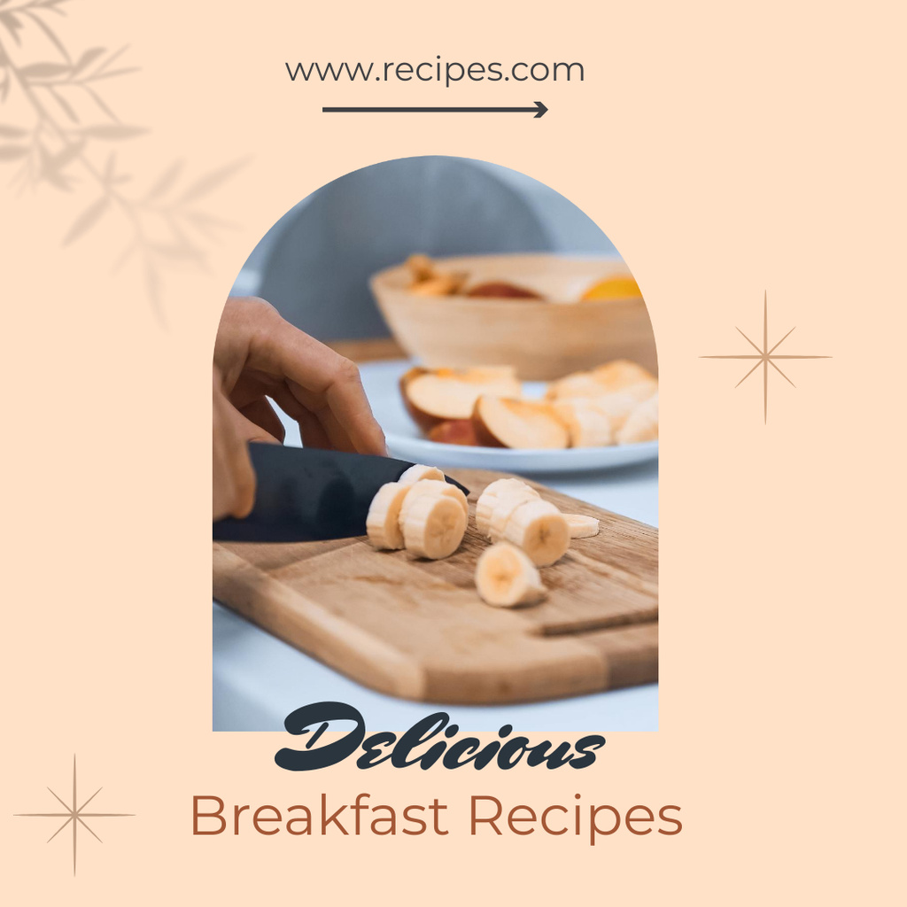 Breakfast Recipes with Bananas  Instagram – шаблон для дизайна