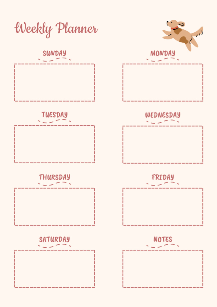 Cute Dog Lover Weekly Schedule Plannerデザインテンプレート