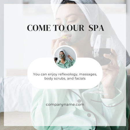 Lady in White Robe for Spa Offer Instagram Design Template