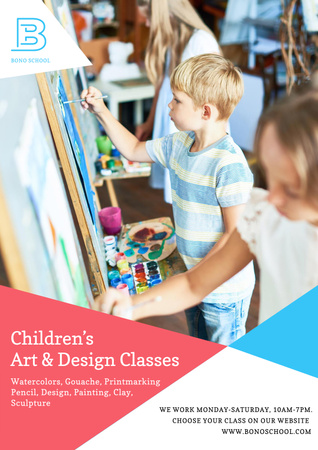 Children's art classes advertisement Posterデザインテンプレート