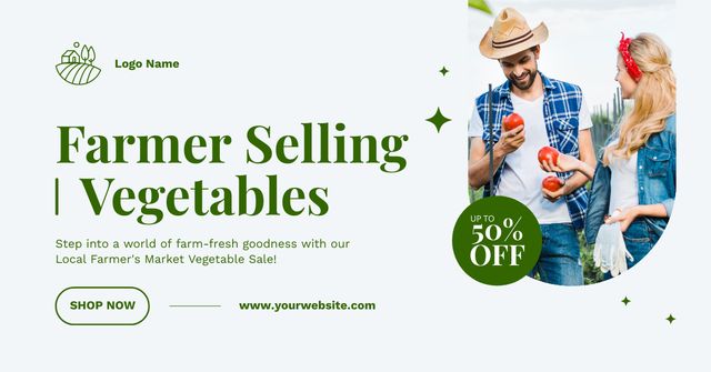 Farmers Sell Fresh Vegetables from Fields Facebook AD Πρότυπο σχεδίασης