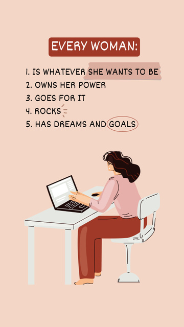 Designvorlage Girl Power Inspiration with Woman on Workplace für Instagram Story