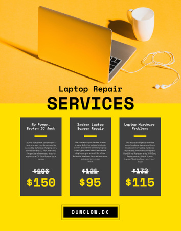 Gadgets Repair Service Offer with Laptop and Headphones Poster 22x28in Design Template