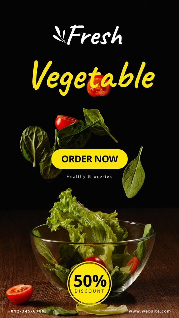 Platilla de diseño Fresh Vegetables And Greens In Bowl Instagram Story