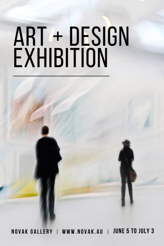 Modèle de visuel Art Exhibition Announcement with People looking at Artworks - Flyer 4x6in
