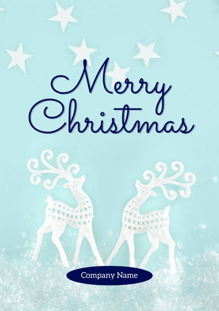 Christmas Greetings with Holiday Deer Symbol Postcard A5 Vertical Tasarım Şablonu