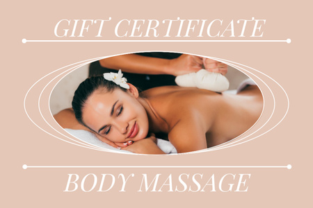 Thai Herbal Ball Massage Ad with Young Woman Gift Certificate Design Template