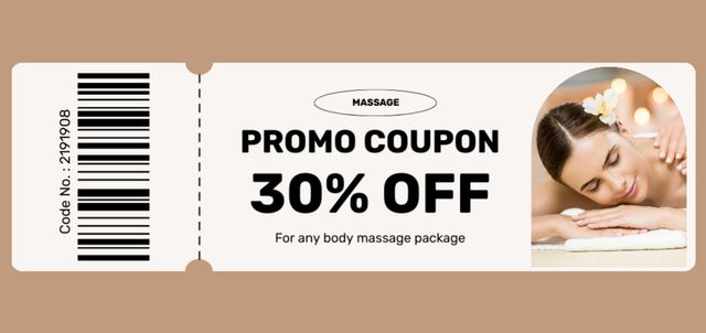 Discount on Body Massage Packages Coupon Din Large Design Template