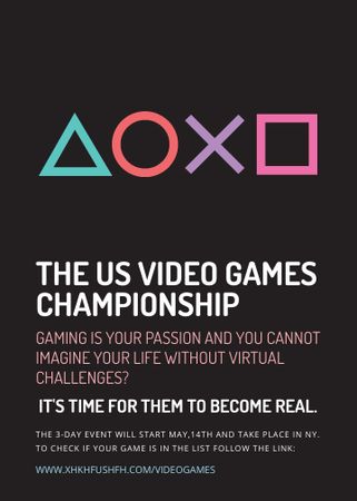 Video Games Championship announcement Invitation Šablona návrhu