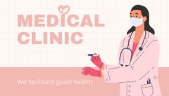 Healthcare Services Ad with Illustration of Doctor with Syringe