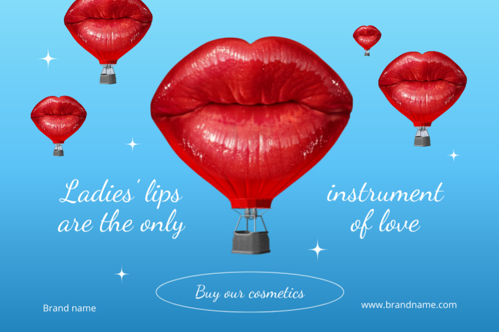 Beauty Ad with Female Lips And Inspiring Citation Postcard 4x6inデザインテンプレート