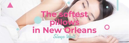 Woman Sleeping on High-Quality Pillows Twitter Design Template