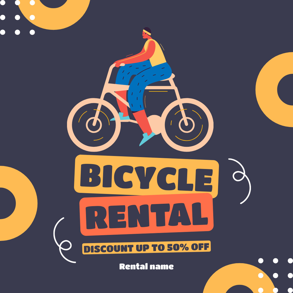 Designvorlage Rent-a-Bike Services for Sports and Recreation für Instagram