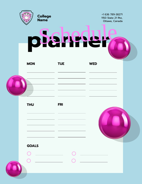 Template di design College Schedule with Sports Balls Notepad 8.5x11in