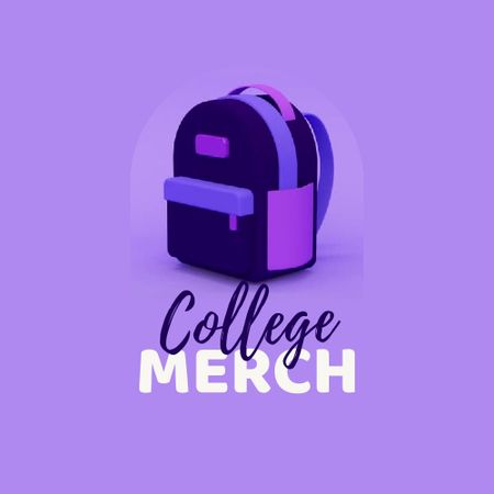 Trendsetting College Backpacks And Merch Promotion In Purple Animated Logo Design Template