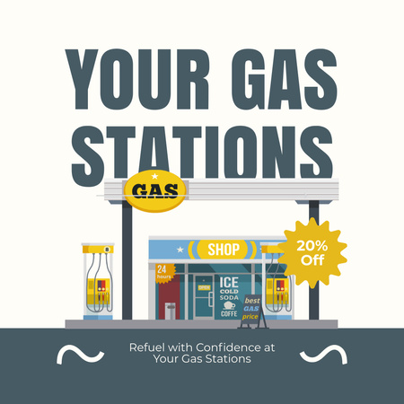 estações de gás Instagram AD Modelo de Design
