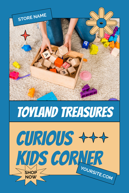 Sale of Children's Toys for Curious Kids Pinterest Design Template