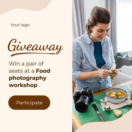 Designvorlage Ankündigung des Food-Fotografie-Workshops für Instagram